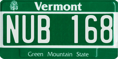 VT license plate NUB168