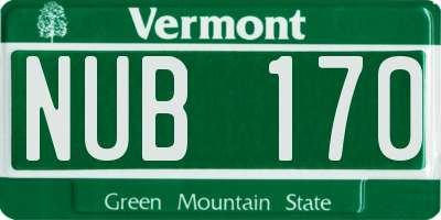 VT license plate NUB170
