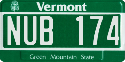 VT license plate NUB174