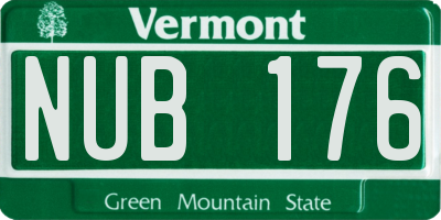 VT license plate NUB176