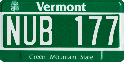 VT license plate NUB177