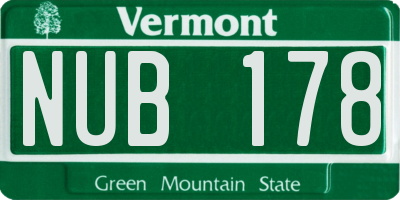 VT license plate NUB178