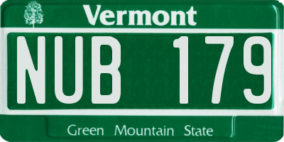 VT license plate NUB179
