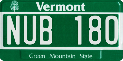 VT license plate NUB180
