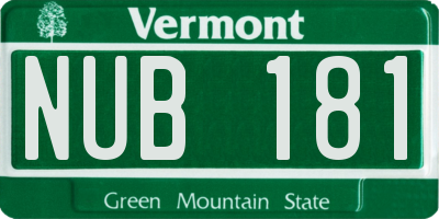 VT license plate NUB181