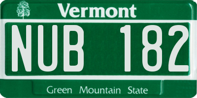 VT license plate NUB182