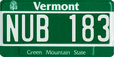VT license plate NUB183