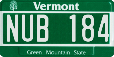 VT license plate NUB184
