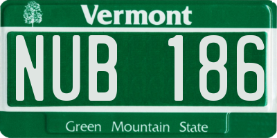 VT license plate NUB186