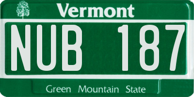 VT license plate NUB187