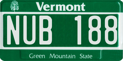 VT license plate NUB188