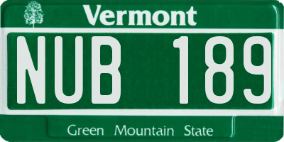 VT license plate NUB189