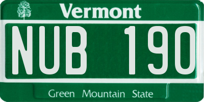 VT license plate NUB190