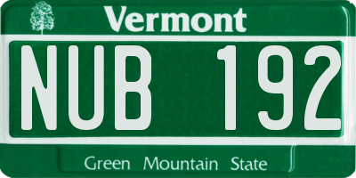 VT license plate NUB192