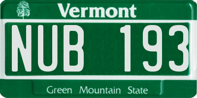 VT license plate NUB193