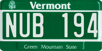 VT license plate NUB194