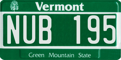 VT license plate NUB195