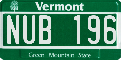 VT license plate NUB196