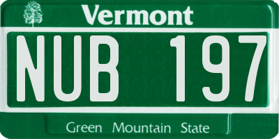 VT license plate NUB197