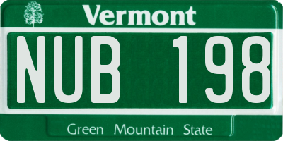 VT license plate NUB198