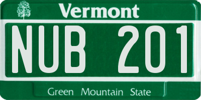 VT license plate NUB201
