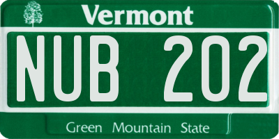 VT license plate NUB202