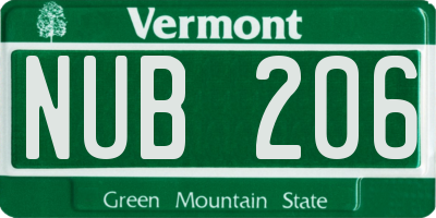 VT license plate NUB206