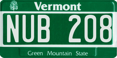 VT license plate NUB208
