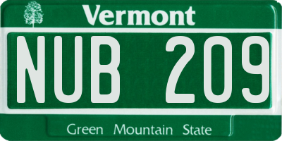 VT license plate NUB209