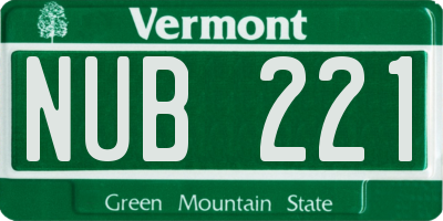 VT license plate NUB221