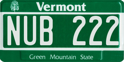 VT license plate NUB222