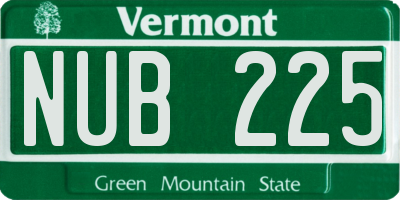 VT license plate NUB225