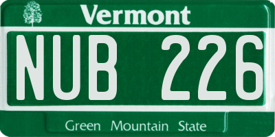 VT license plate NUB226