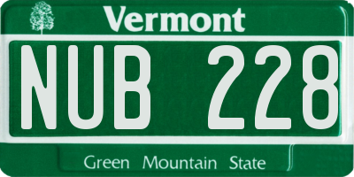 VT license plate NUB228