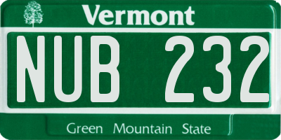 VT license plate NUB232
