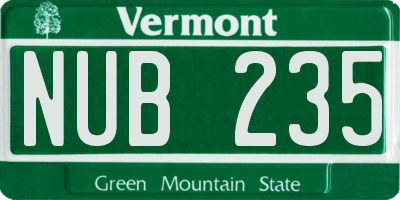 VT license plate NUB235
