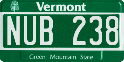 VT license plate NUB238