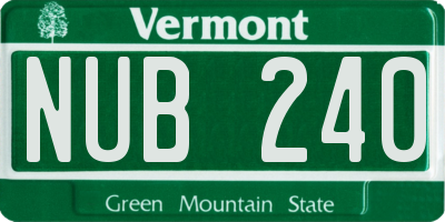 VT license plate NUB240