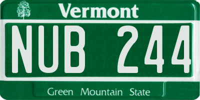 VT license plate NUB244