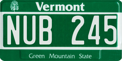 VT license plate NUB245