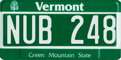 VT license plate NUB248