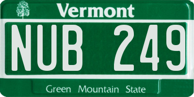 VT license plate NUB249