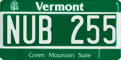 VT license plate NUB255