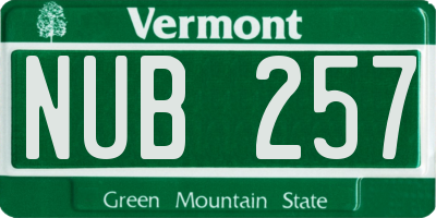 VT license plate NUB257