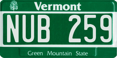 VT license plate NUB259