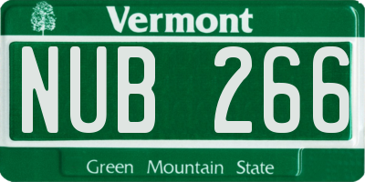 VT license plate NUB266