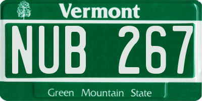 VT license plate NUB267