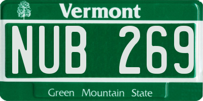 VT license plate NUB269
