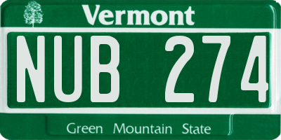 VT license plate NUB274