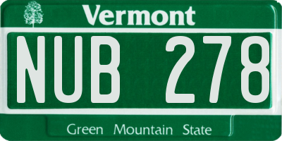 VT license plate NUB278